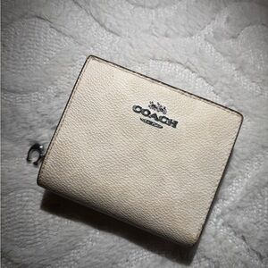 Coach Ivory Leather Wallet with Silver Accents